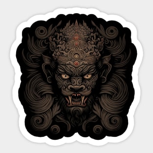 Lion decorated with Javanese ornaments Sticker